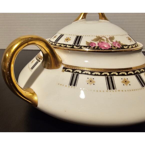 Vintage Cleveland China  Sugar Bowl w/Lid & creamer pitcher Bridal Rose Pattern - Picture 10 of 16